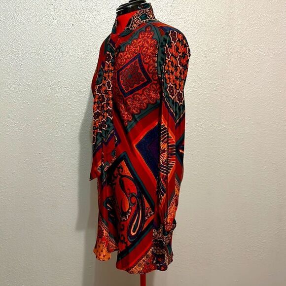 Hale Bob women’s Silk multi color long sleeve dress size L - Picture 3 of 13